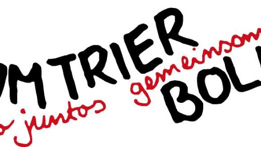 Man sieht in geschwungener Form die Wörter Caminando juntos - gemeinsam unterwegs. Dazu die Wörter Bistum Trier bzw. Bolivien