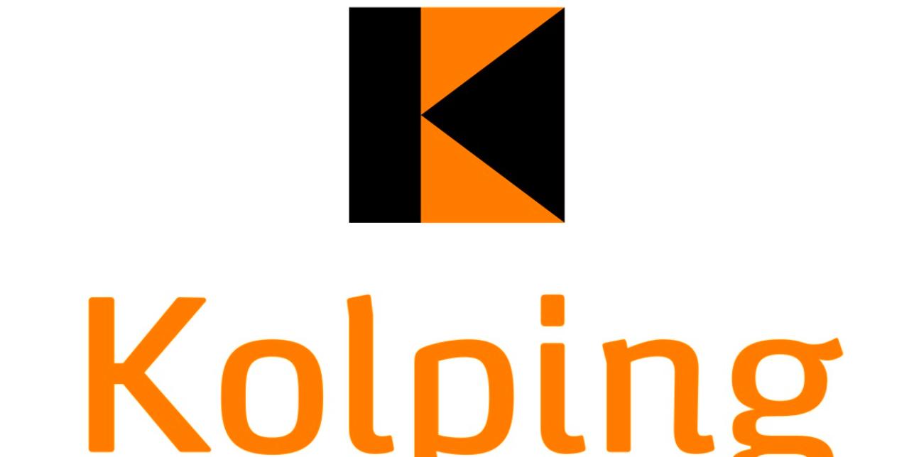 Man sieht ein schwarz-oranges K. Darunter der Text Kolping: verantwortlich leben, solidarisch handeln