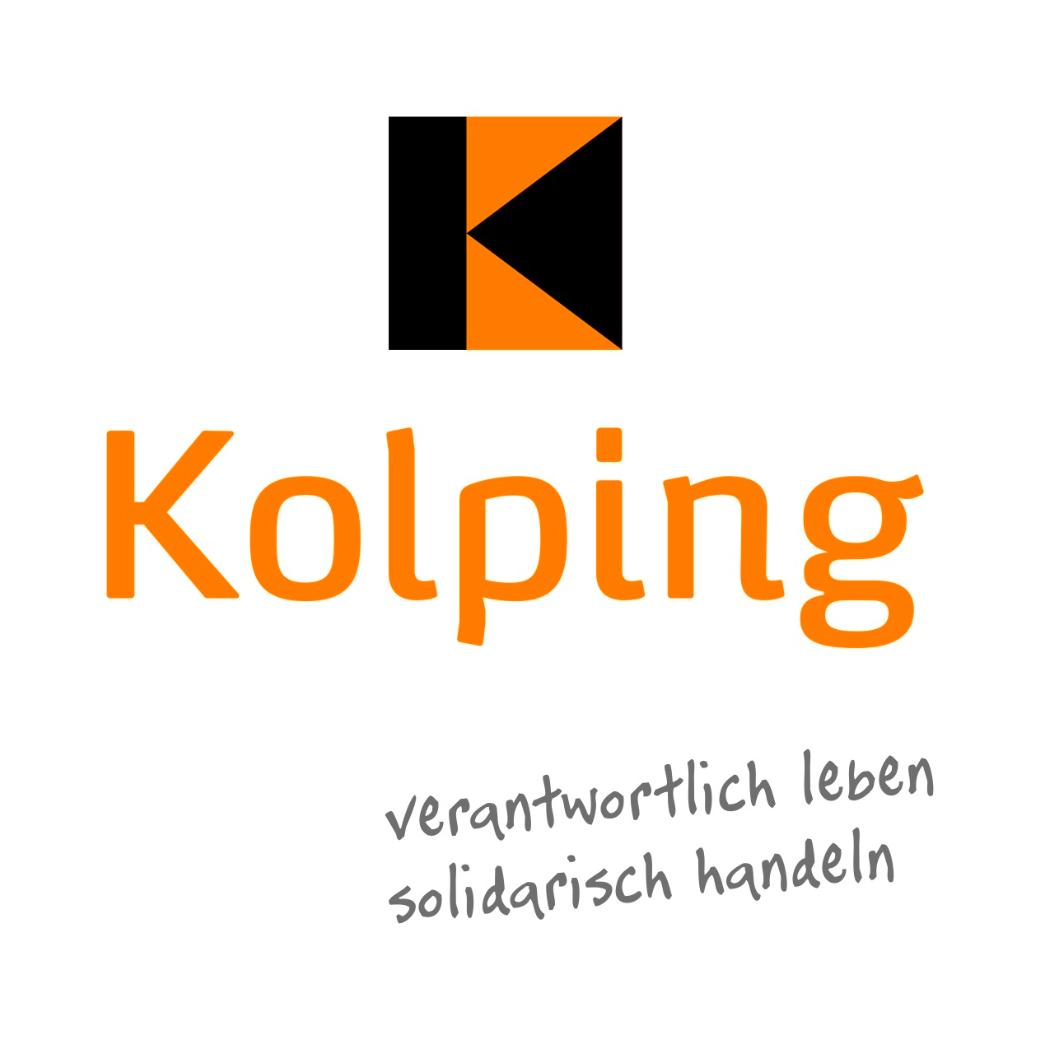 Man sieht ein schwarz-oranges K. Darunter der Text Kolping: verantwortlich leben, solidarisch handeln
