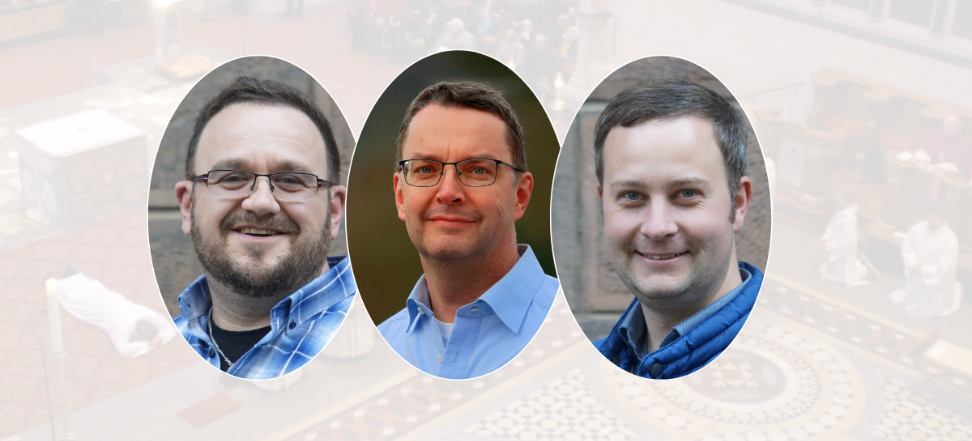 Man sieht die Portraits der drei neuen Diakone dazu der Text: 24. Juni 2023, das Bistum bekommt drei neue Ständige Diakone