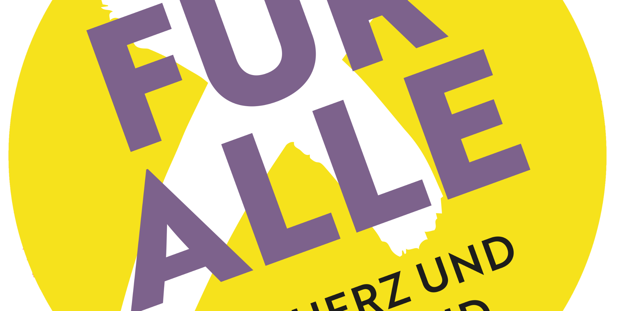 Logo: Geld mit violetter Schrift: Für alle mit Herz und Verstand. Im Hintergrund ist ein weißen Wahlkreuz