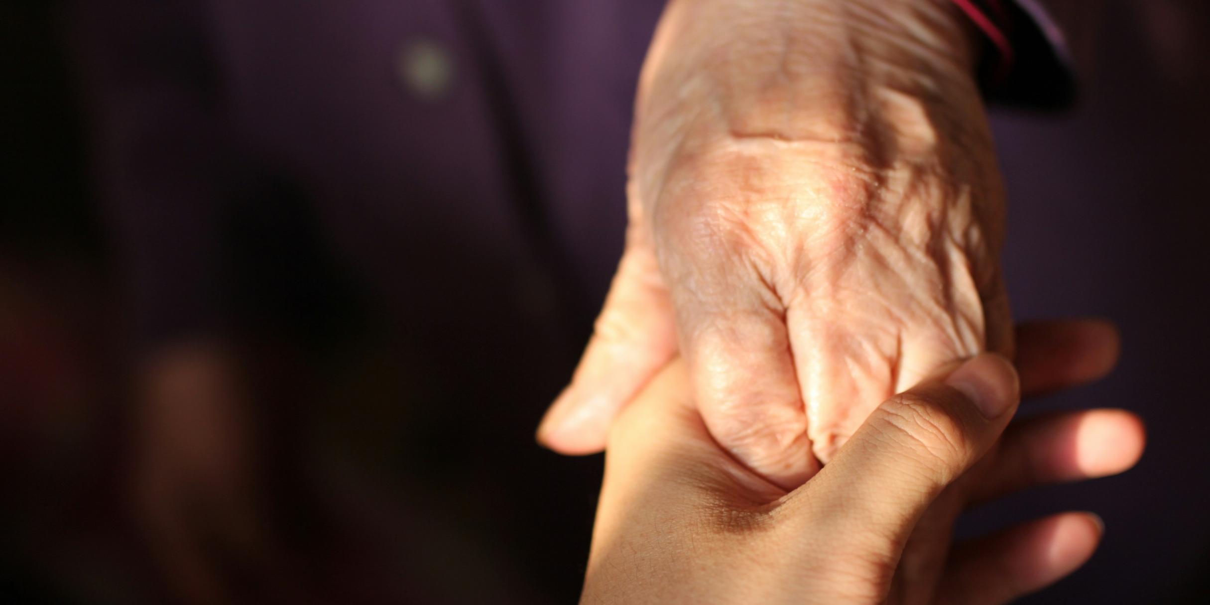 Symbolbild Eine ältere Hand hält eine jüngere Hand.